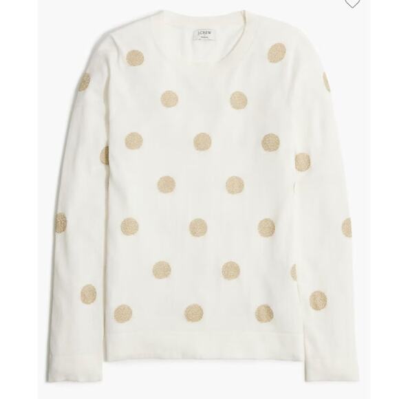 J. Crew Factory Sweater Womens Metallic Dot Teddie Lightweight Cotton Size M NEW - Picture 1 of 8